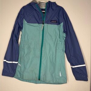 Patagonia Kids Blue and Teal Rain Torrential Jacket